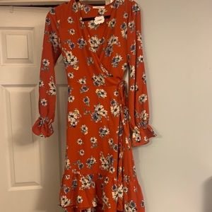 Orange floral dress